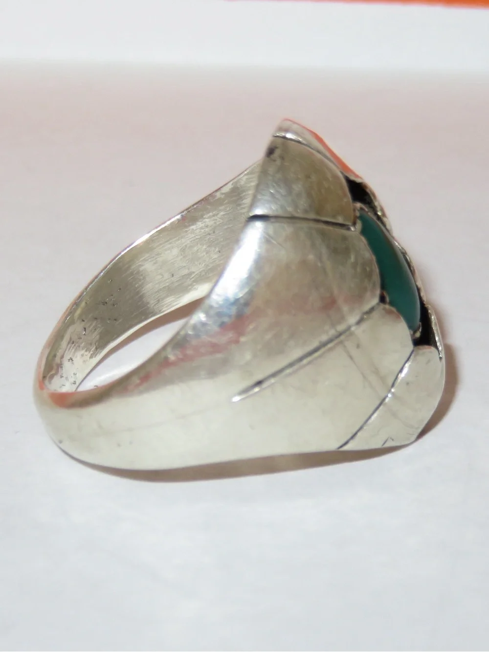 Vintage Sterling Navajo Turquoise Sterling Silver Shadowbox Ring Size 10 3/4 12g
